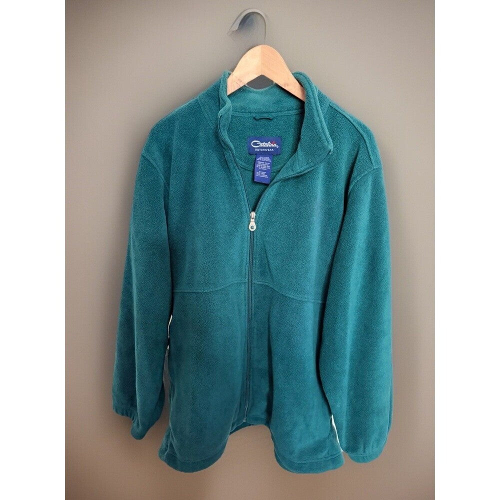 Catalina Outerwear Women’s Green Full Zip Mid-Length Jacket Solid L 14/16