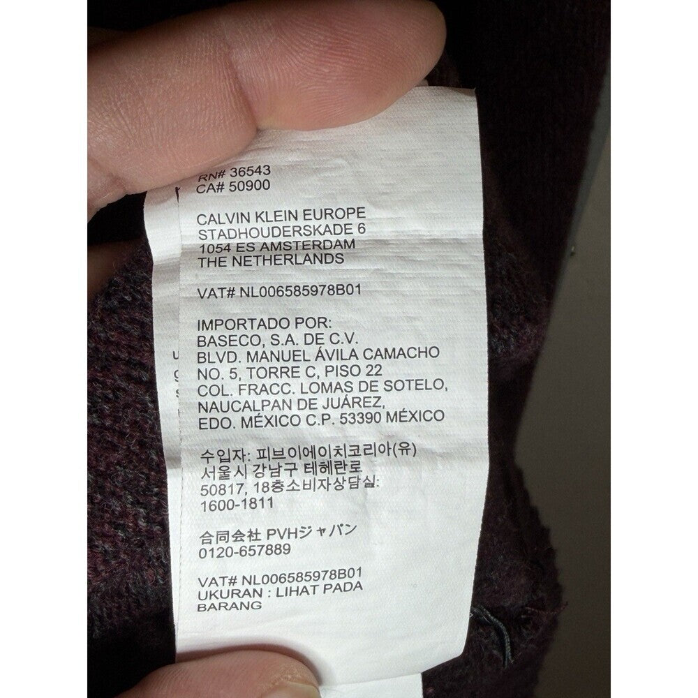 Calvin Klein Mens XL Purple 1/4 Zip Pullover Sweater Athletic Fit
