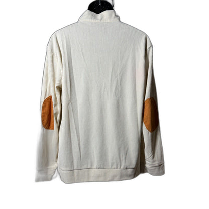 Hengsheng Jeans Ribbed Corduroy Snap Pullover with Elbow Patches - Cream L
