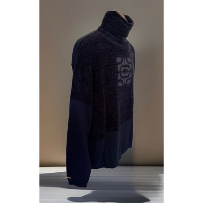 Ecko Unltd Men's Acrylic Blue Turtleneck Pullover Sweater w/ Logo Graphic L