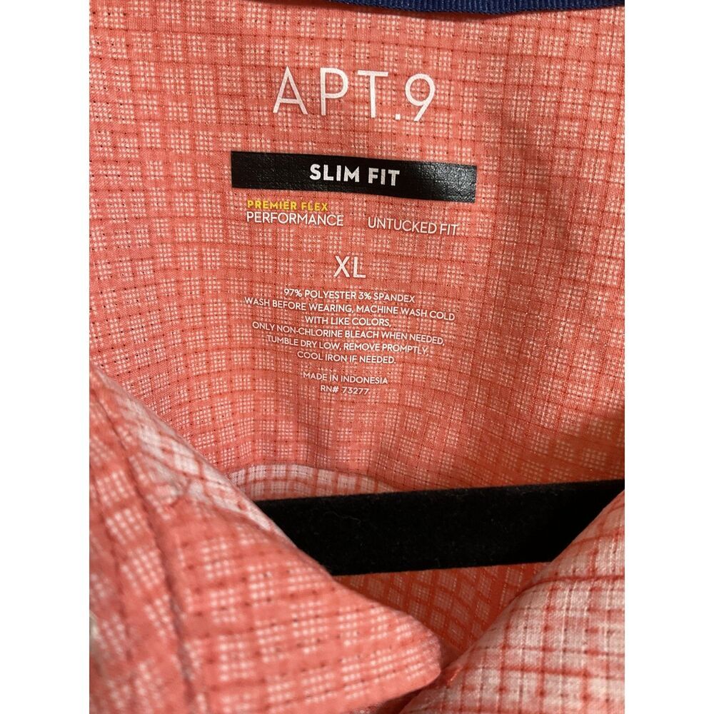 Apt. 9 Men's XL Coral Micro-Check Slim Fit Dress Shirt