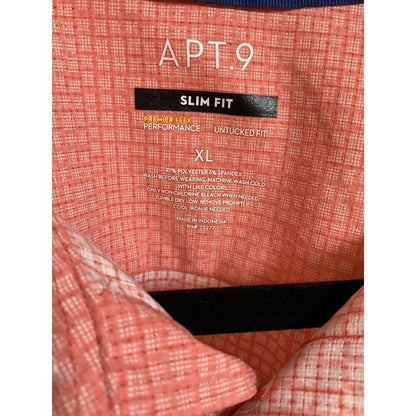 Apt. 9 Men's XL Coral Micro-Check Slim Fit Dress Shirt