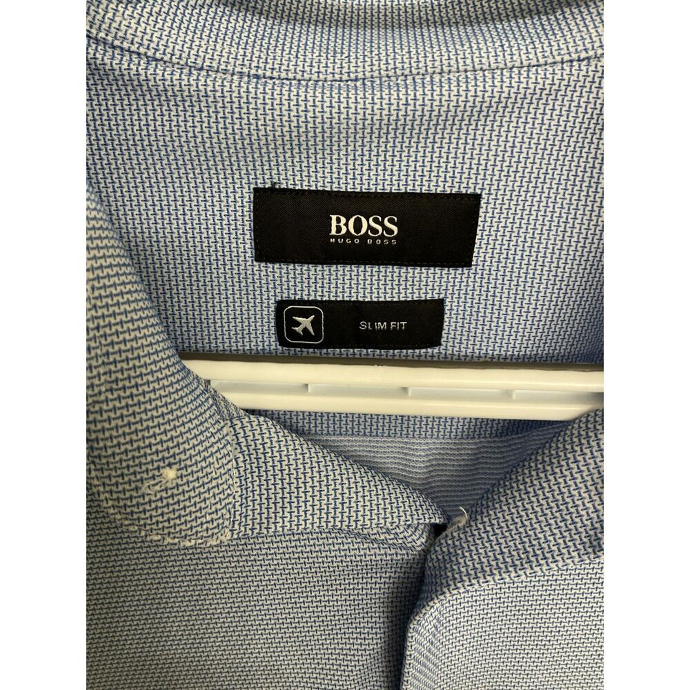 BOSS Hugo Boss Men's 39/15.5 Slim Fit Stretch Dress Shirt Light Blue Jason