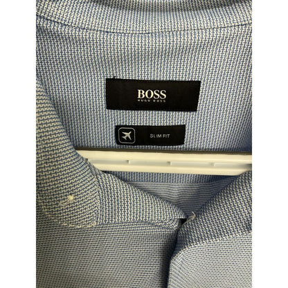 BOSS Hugo Boss Men's 39/15.5 Slim Fit Stretch Dress Shirt Light Blue Jason