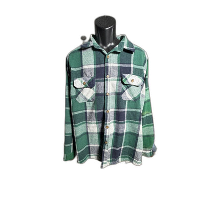 Molokai Surf Co. Heavy Plaid Flannel Button-Up Shirt - Green/Black 2XL