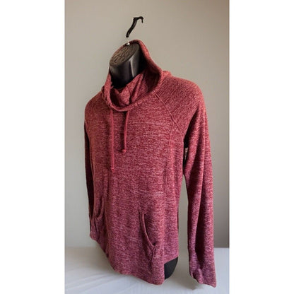 Mossimo Men’s Cowl Neck Hoodie Heathered Burgundy Red Pullover Sweatshirt Size S