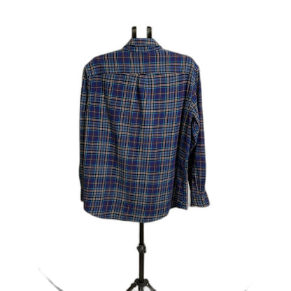 Chaps Navy Plaid Flannel Button-Up Shirt XL