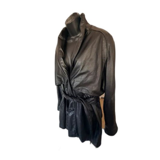 RARE Vintage Wilsons Leather Belted Trench Coat Thinsulate Liner Vented Back M