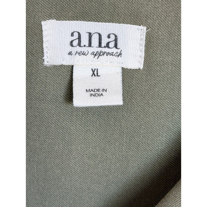 A.N.A. Women's Long-Sleeved Button Down Olive Green Collared Women's Blouse XL