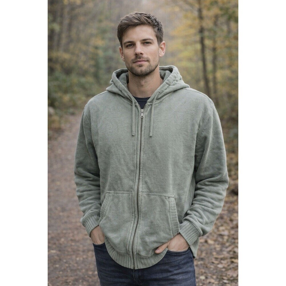 L.O.G.G. Men’s XL Olive Green Hooded Zip Up Long Sleeve Sweater