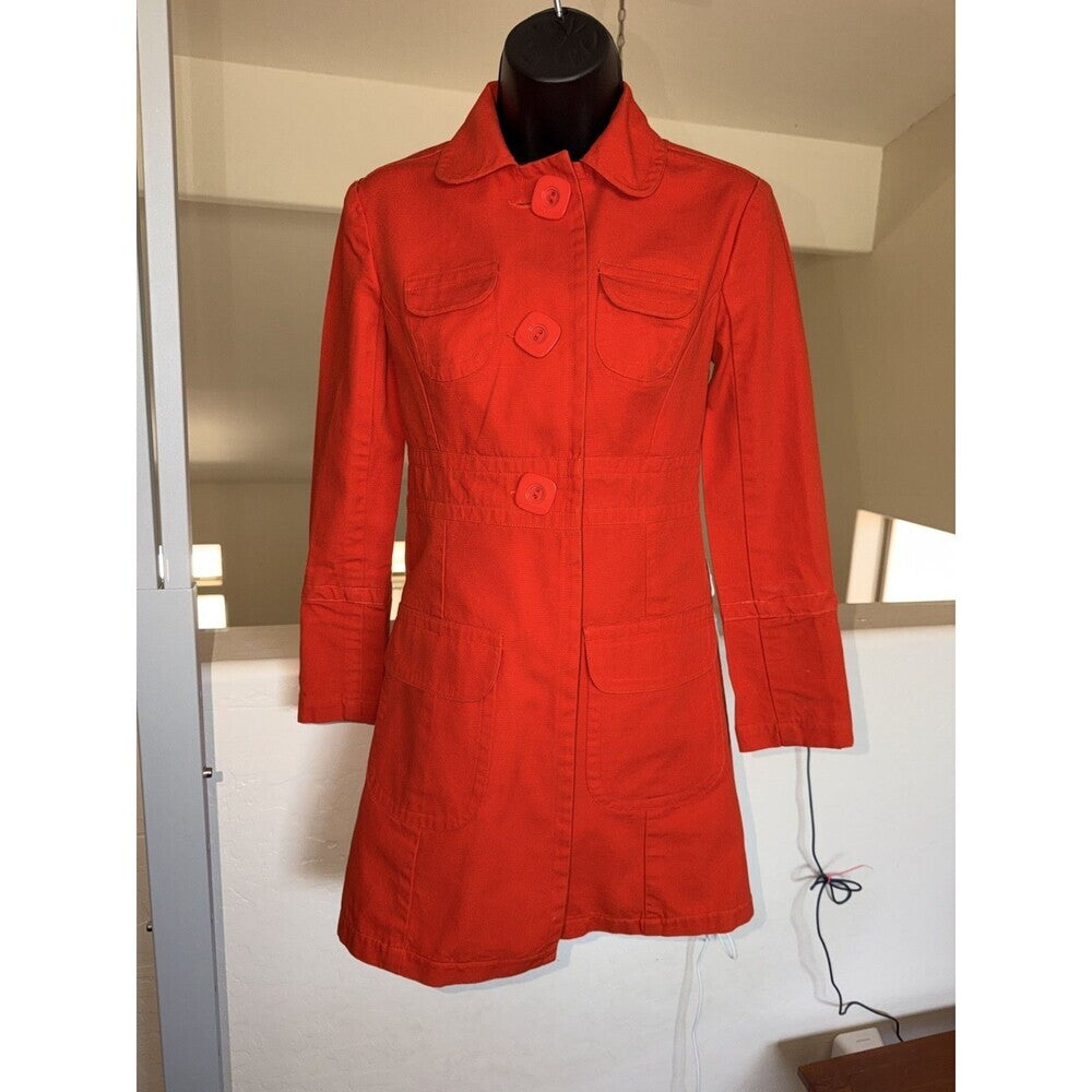 Tara Jarmon Women's Cherry Red 3/4 Trench Coat XS