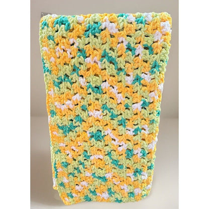 Handmade Crochet Super Soft Lemon Lime Baby Blanket Green Yellow 35" x 28"