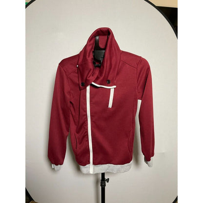 SPOP Burgundy Asymmetric Zip Moto Hoodie Jacket Men's M