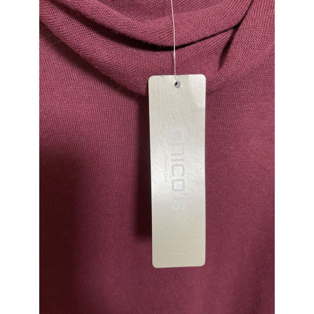 Chico's Cozy Cowl Neck Top Sz 2 (L) Red Maple NWT