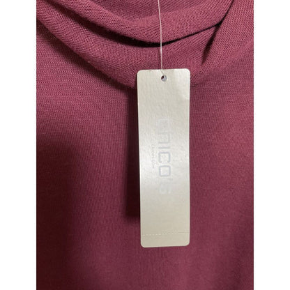 Chico's Cozy Cowl Neck Top Sz 2 (L) Red Maple NWT