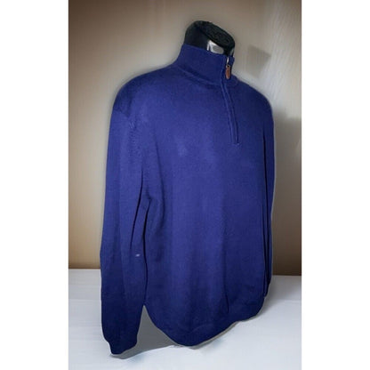 Roundtree & Yorke Sweater Men’s Royal Blue 1/4 Zip Mock Neck Cotton Blend, XL