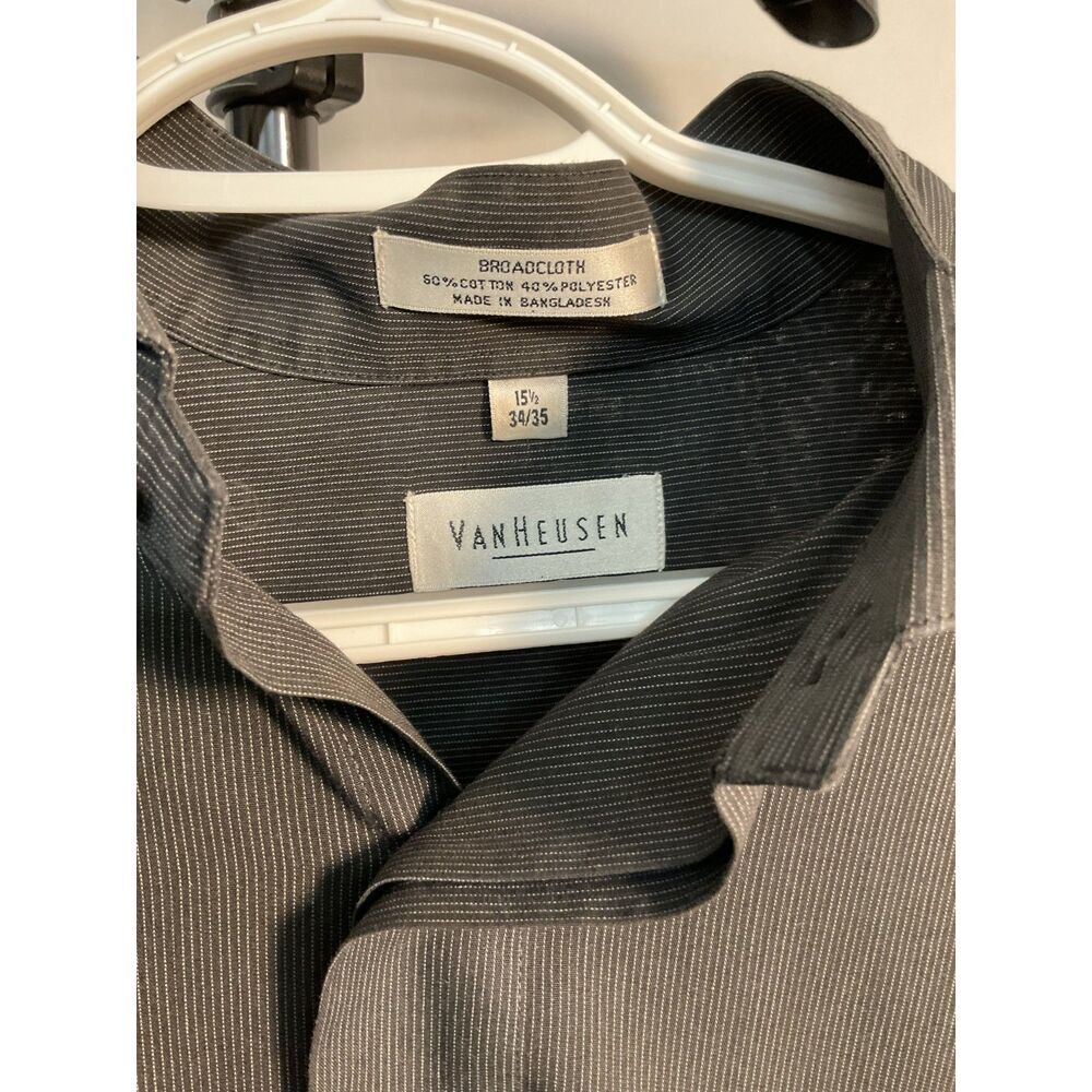 Van Heusen Men's 15.5 Gray Pinstripe Button Down Shirt