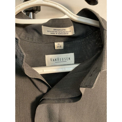 Van Heusen Men's 15.5 Gray Pinstripe Button Down Shirt