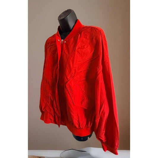 Forever 21 Vintage 80s 90s Nylon Windbreaker Bomber Jacket Red Cranberry Size S