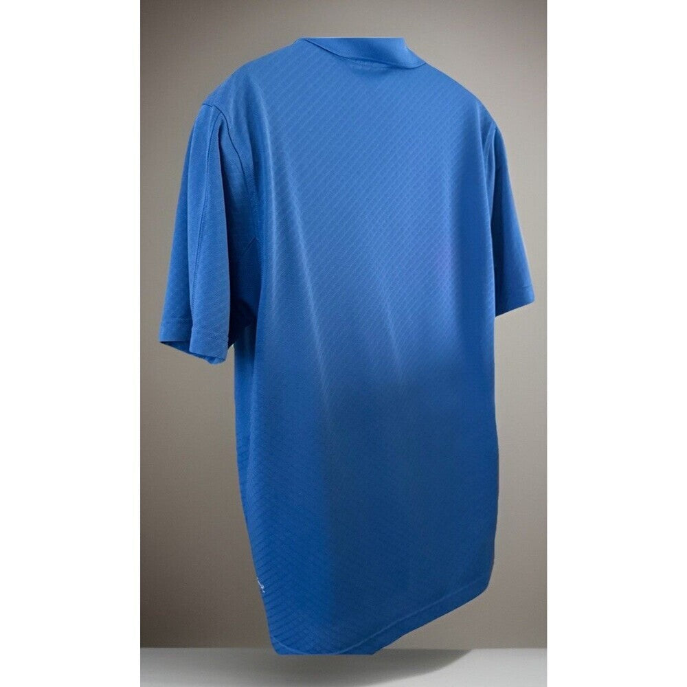 Izod Golf Polo Shirt Men L Blue Short Sleeves 1/4 Button Swing Flex Cool FX