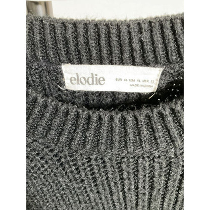 Elodie Black Ribbed Knit Sweater XL