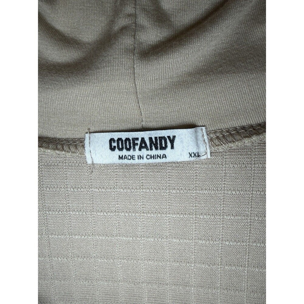 COOFANDY Men’s XXL Waffle Knit Hoodie Tan Pullover (A-16)