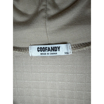 COOFANDY Men’s XXL Waffle Knit Hoodie Tan Pullover (A-16)
