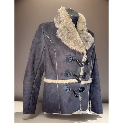 Vintage Women's Faux Sheepsking w/ Faux Fur Lining & Toggle Button Closures