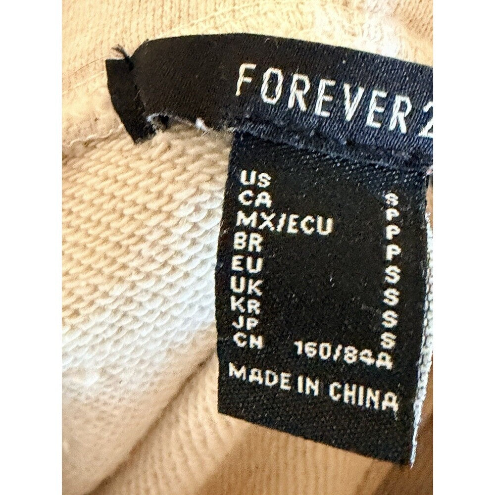 NEW Forever21 Hoodie Womens Small Cream Knit Pullover Sweatshirt Drawstring
