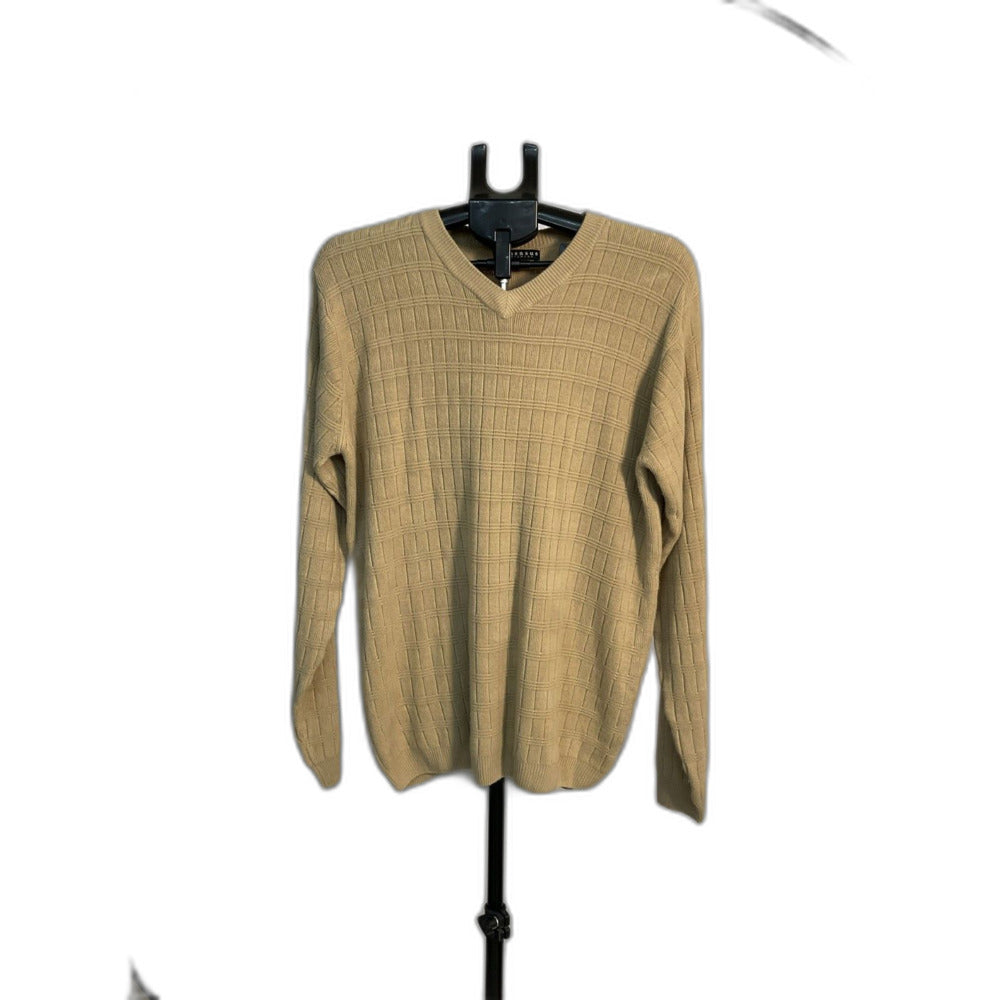 Consensus Sportswear Tan V-Neck Wool Blend Sweater L/XL