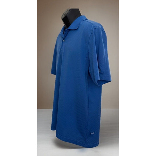 Izod Golf Polo Shirt Men L Blue Short Sleeves 1/4 Button Swing Flex Cool FX