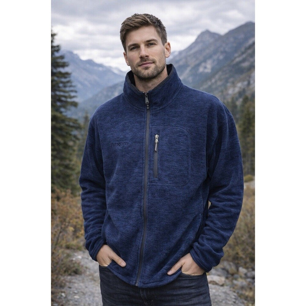 Free Country Sweater, Men's Size XL, Navy Blue, Full Zip, Zip Pockets