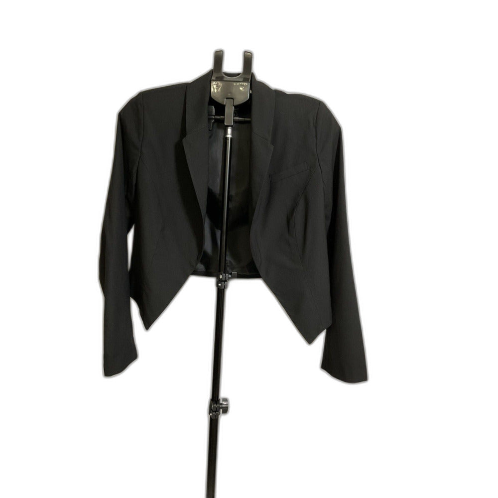 Mossimo Women's Size M Black Cropped Asymmetrical Open Front Blazer
