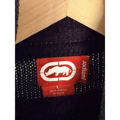 Ecko Unltd Men's Acrylic Blue Turtleneck Pullover Sweater w/ Logo Graphic L