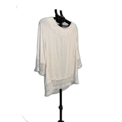 Chico's White Boho Crochet Fringe Top Size 2 (L)