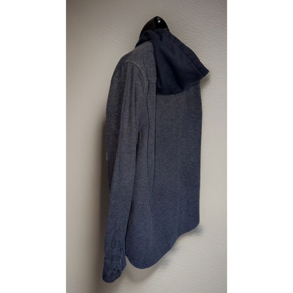 Quiksilver Men's Dark Gray Fleece Hoodie Button Down Shirt L