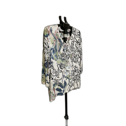 Chico's Floral Print Asymmetric Hem Top Size 2 (Large)