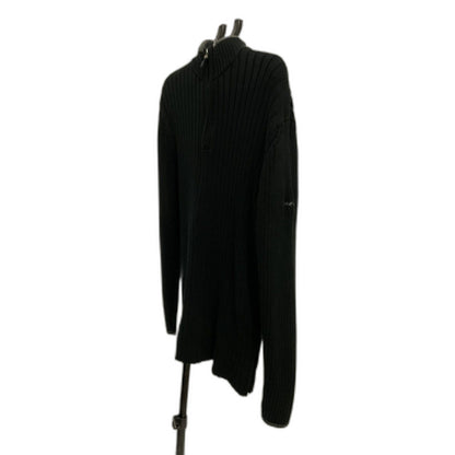 DKNY Jeans Men's XXL Black Ribbed Quarter Zip Mock Neck Sweater 100% Cotton