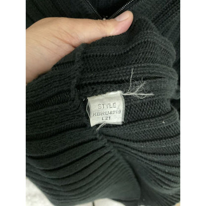 DKNY Jeans Men's XXL Black Ribbed Quarter Zip Mock Neck Sweater 100% Cotton