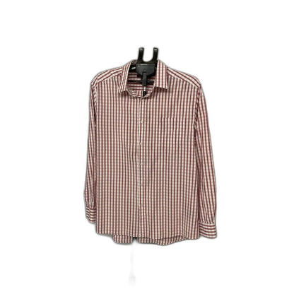 Kenneth Cole New York Men's XL Red White Gingham Check Button Down Shirt