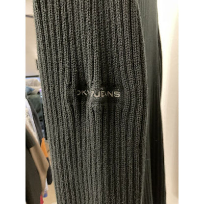 DKNY Jeans Men's XXL Black Ribbed Quarter Zip Mock Neck Sweater 100% Cotton