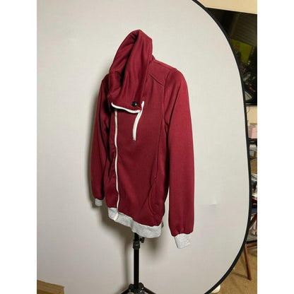 SPOP Burgundy Asymmetric Zip Moto Hoodie Jacket Men's M