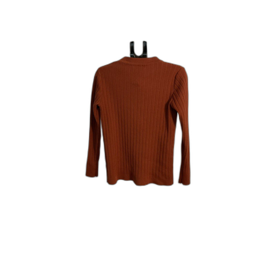 Merokeety Rust Ribbed Knit Henley Top Size XL