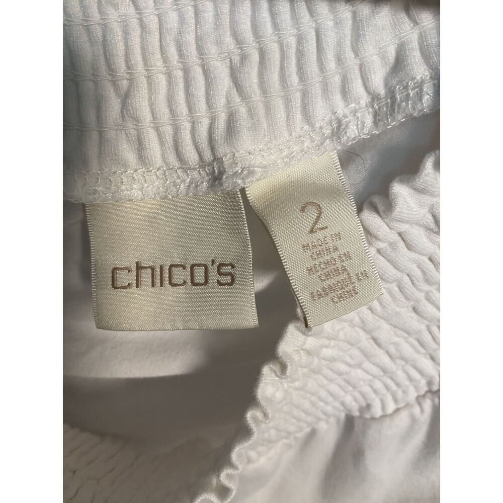 Chico's White Boho Crochet Fringe Top Size 2 (L)
