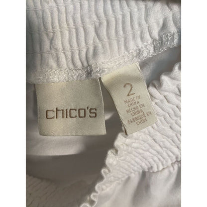 Chico's White Boho Crochet Fringe Top Size 2 (L)