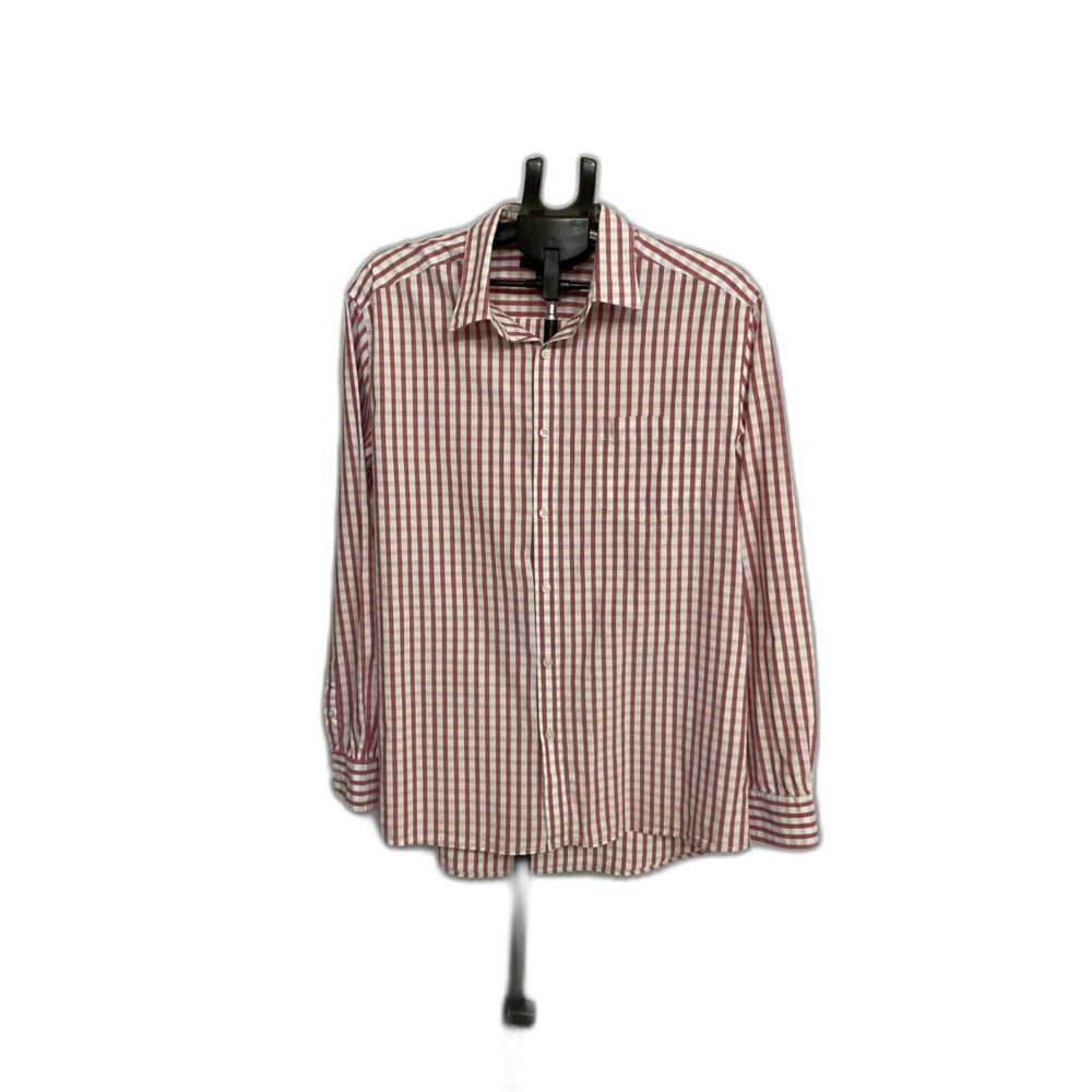 Kenneth Cole New York Men's XL Red White Gingham Check Button Down Shirt