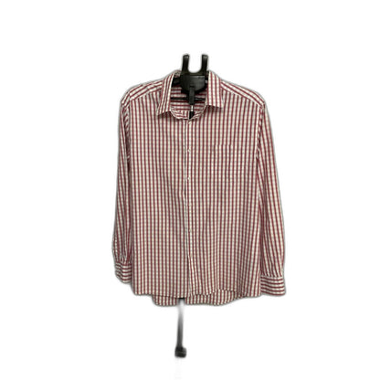 Kenneth Cole New York Men's XL Red White Gingham Check Button Down Shirt