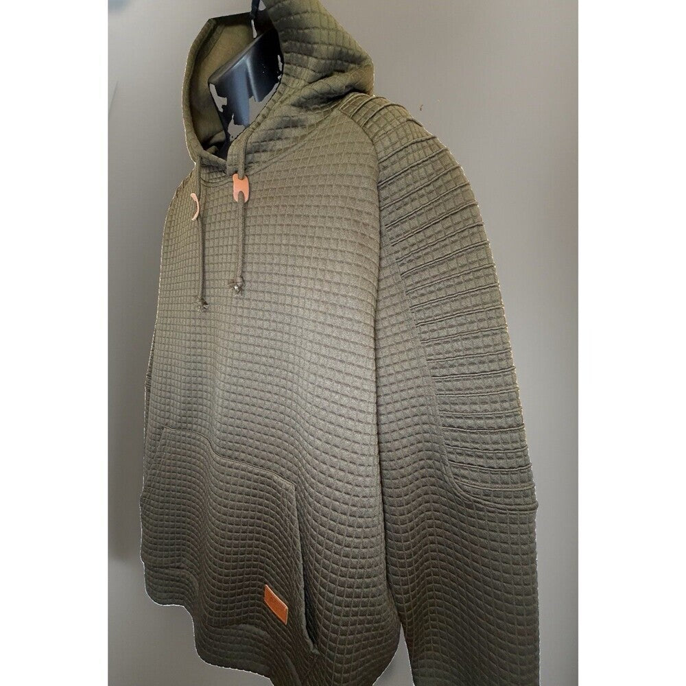Coofandy Men’s Pullover Casual Long Sleeve Drawstring Waffle Knit Hoodie 2XL