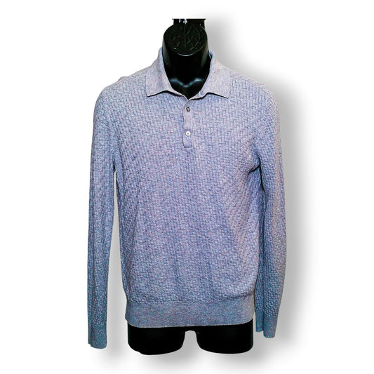 Apt. 9 heathered gray basketweave knit polo sweater, front view