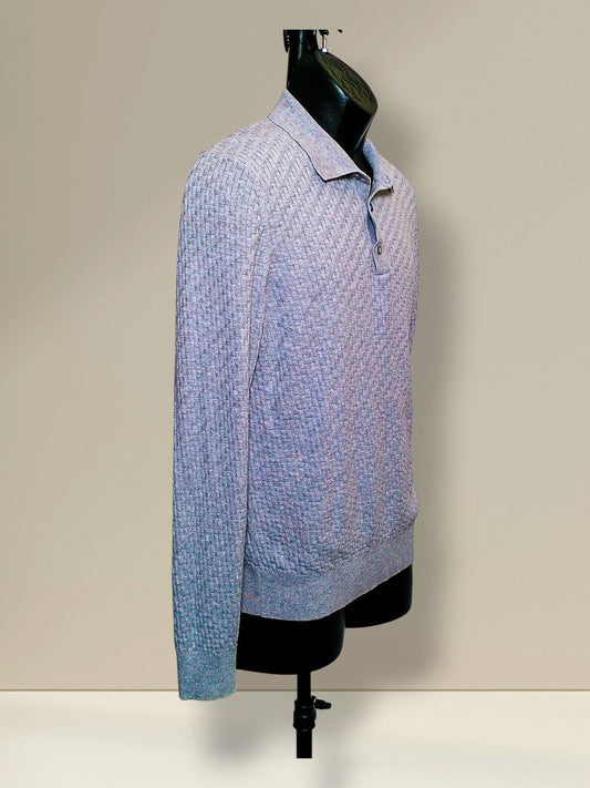 Apt. 9 heathered gray basketweave knit polo sweater, side view